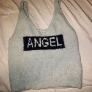 Forever 21 Small Fuzzy “Angel” Crop Tank